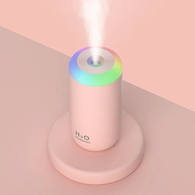 Alt view image 4 of 6 - SOEWIOU Pink Mini Car Humidifier, Colorful Ambient Light Aroma Diffuser, High Mist Ultrasonic Air Freshener, Portable USB Quiet Humidifier for Vehicle Home Bedroom
