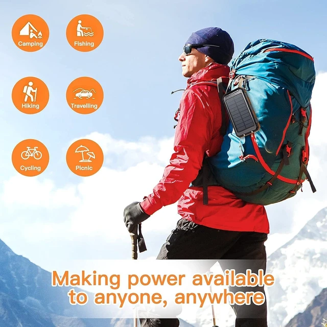 Alt view image 11 of 14 - SOEWIOU Upgrade Solar Power Bank, Portable Charger, 20000mAh Solar Charger with Dual LED Flashlight 2 USB A Ports + USB C Port and Compass,Waterproof External Backup Battery Pack for Camping, Outdoor