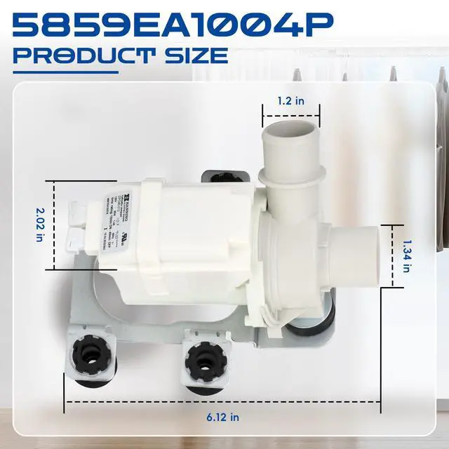 Alt view image 2 of 7 - 5859EA1004P Washer Drain Pump Assembly,5859EA1004P Washer Drain Pump Motor, 5859EA1004F 5859EA1004E 5859EA1004G