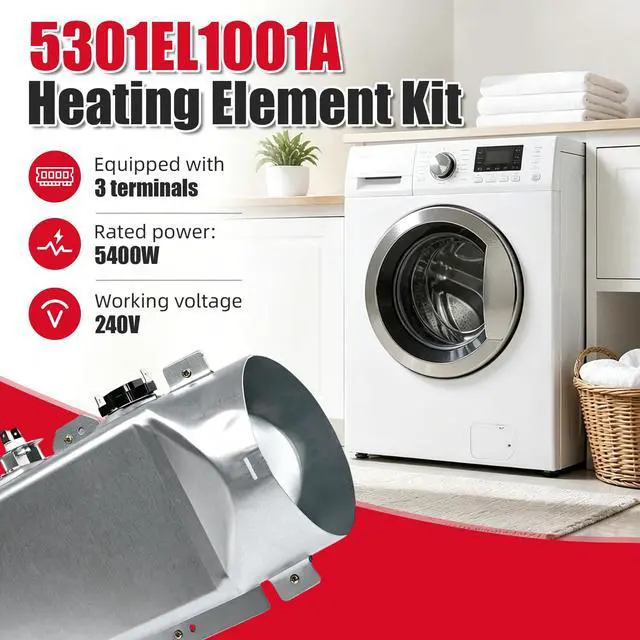 Alt view image 3 of 7 - Dryer Heating Element Assembly Fits DLEX2650R DLEX7177WM DLEX9000V & More Dryer Models