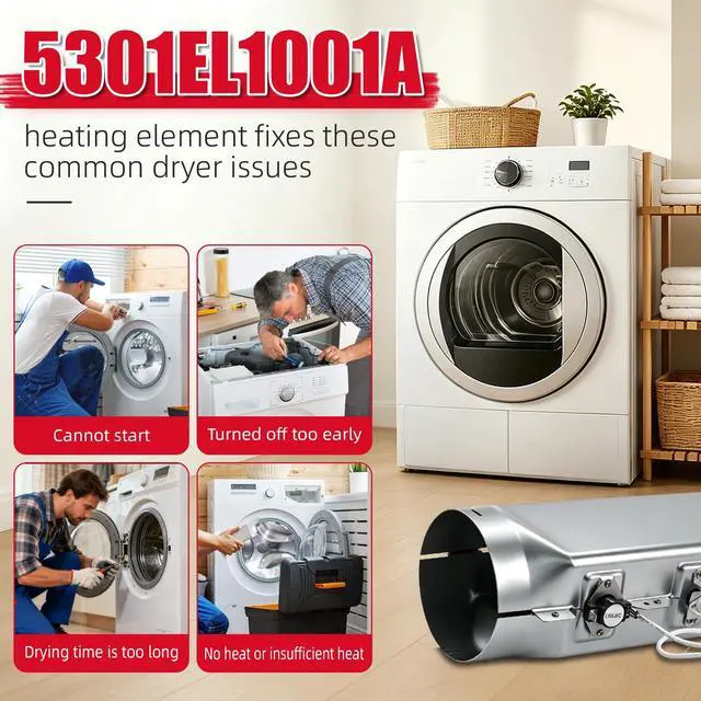 Alt view image 4 of 7 - Dryer Heating Element Assembly Fits DLEX2650R DLEX7177WM DLEX9000V & More Dryer Models