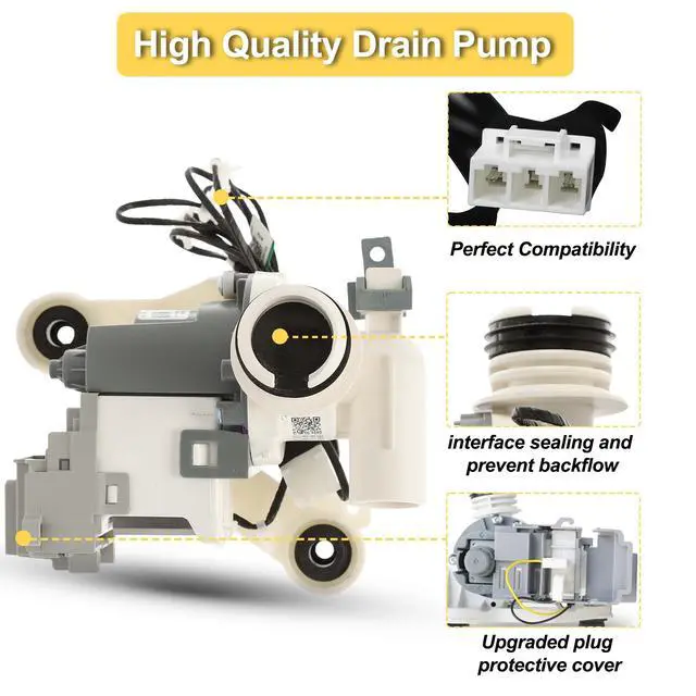 Alt view image 3 of 6 - DC97-19289F Washer Drain Pump Compatible with Samsung WA45M7050AW/A4 WA45H7000AW/A2 WA45T3200AW/A4 WA48H7400AW/A2 WA44A3405AW/A4 WA456DRHDSU/AA WA50F9A8DSW/A2 WA50M7450AP/A4 WA45N3050AW/A4 etc