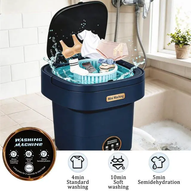 Alt view image 2 of 7 - 22L Mini Laundry Machine Foldable Portable Laundry Machine and 3 Cleaning Modes for Baby Clothes,Ideal for Travel, Dorms