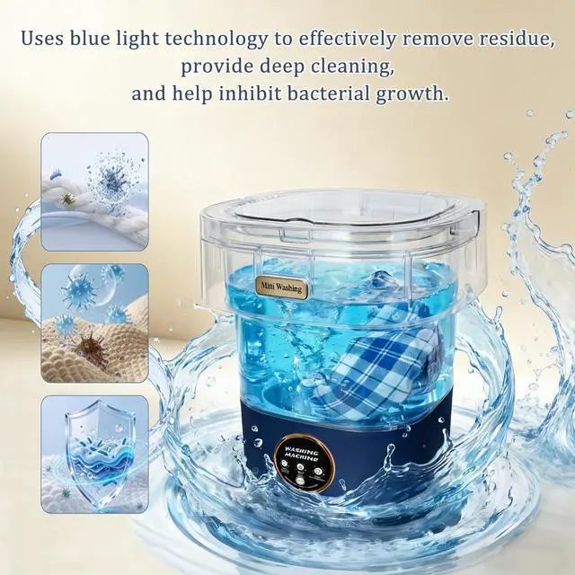 Alt view image 4 of 7 - 22L Mini Laundry Machine Foldable Portable Laundry Machine and 3 Cleaning Modes for Baby Clothes,Ideal for Travel, Dorms