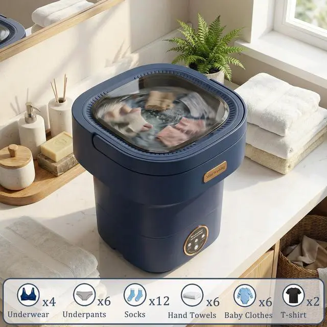 Alt view image 5 of 7 - 22L Mini Laundry Machine Foldable Portable Laundry Machine and 3 Cleaning Modes for Baby Clothes,Ideal for Travel, Dorms