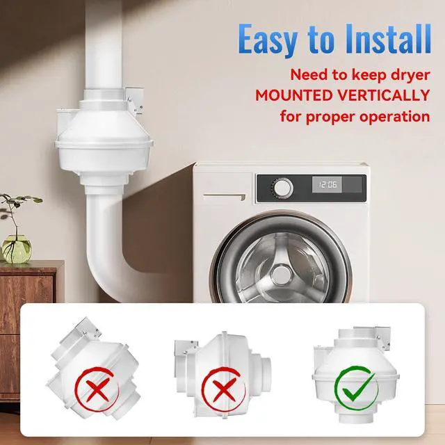 Alt view image 2 of 7 - 4 Inch Dryer Booster Fan with Pressure Switch for Auto On/Off DBF 110 | 167 CFM Vent Booster Fan for Long Duct Runs, Reduces Drying Time & Lint Buildup, Indoor/Outdoor Inline Fan with Plug