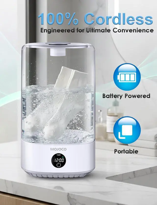 Alt view image 2 of 7 - Mini Washing Machine - 6L Small Portable Washing Machine with 3 Wash Modes for Underwear, Socks & Baby Clothes - Rechargeable Countertop Mini Washer for Dorms, Hotels, Travel & Camping