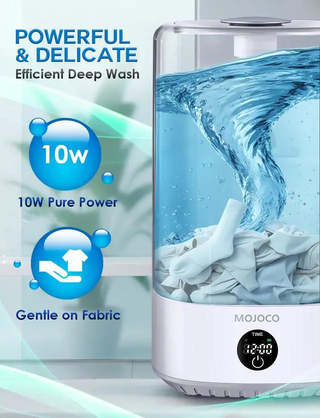 Alt view image 5 of 7 - Mini Washing Machine - 6L Small Portable Washing Machine with 3 Wash Modes for Underwear, Socks & Baby Clothes - Rechargeable Countertop Mini Washer for Dorms, Hotels, Travel & Camping