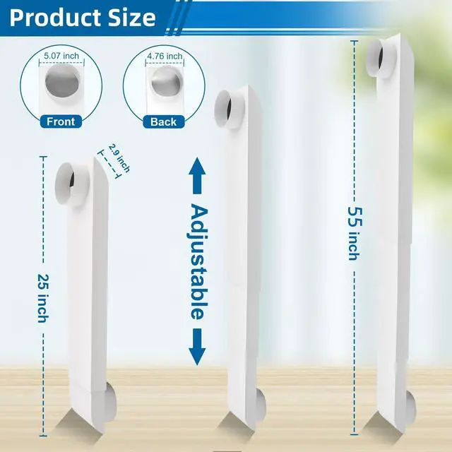 Alt view image 2 of 7 - 25-55 Inch-Periscope Dryer Vent Flat Dryer Vent Duct 4 Inch Stainless Dryer Vent Kit,Telescoping Dryer Vent For Whirlpool Adjustable from,for Tight Spaces Adapter Flat Dryer Vent,OEM-Upgraded(white)