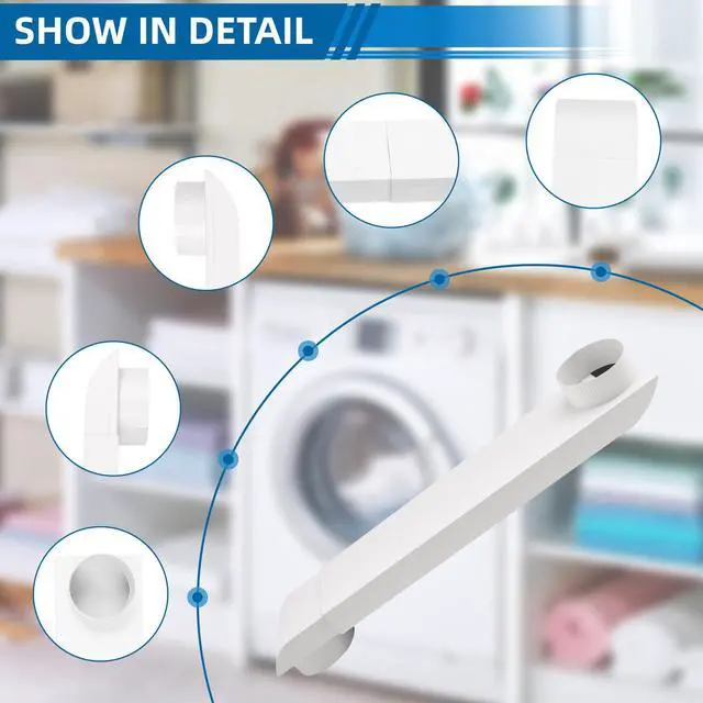 Alt view image 7 of 7 - 25-55 Inch-Periscope Dryer Vent Flat Dryer Vent Duct 4 Inch Stainless Dryer Vent Kit,Telescoping Dryer Vent For Whirlpool Adjustable from,for Tight Spaces Adapter Flat Dryer Vent,OEM-Upgraded(white)