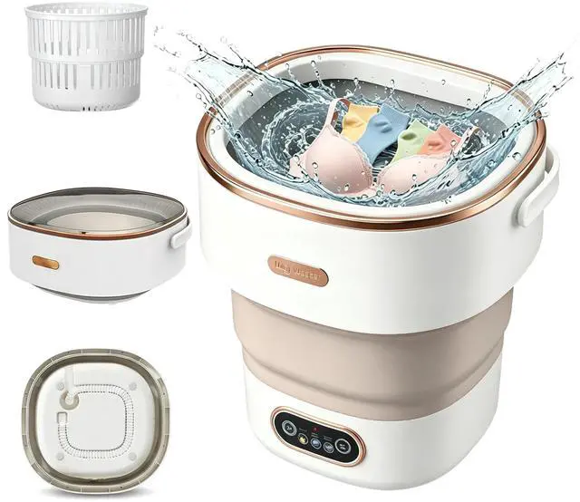 Main image of Mini Washing Machine 16L Foldable, Portable Washer for Underwear | Cleans socks baby small clothes, 3 wash modes spin drying, collapses to 5.5", for travel, camping, dorms & apartments