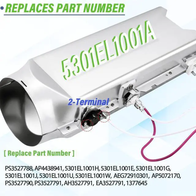 Alt view image 5 of 7 - Dryer Heating Element Kit Fit for L.G Dryer DLE5955W DLE2301R DLEX3370W DLEX3470V DLE1501W DLEX3070W DLE5977S DLE5977B DLE5955G DLE4970W DLEX3360W DLE2140W DLE0442W DLEX8100V DLEX8000W
