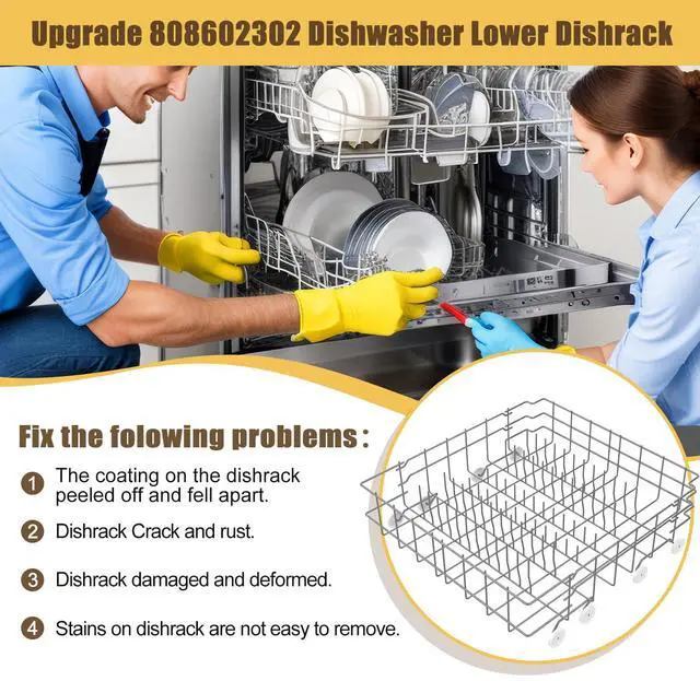 Alt view image 7 of 7 - UPGRADED 808602302 5304535768 Dishwasher Lower Rack Replacement Compatible with Frigidaire,Kenmore Dishwasher Rack Parts with 154174501 Wheels Replace 154432602 154432601 154319706 Dishwasher Racks