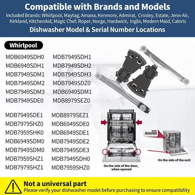 Alt view image 2 of 7 - W10609578 WPW10609579 Dishwasher Rack Adjusters Compatible With Whirlpool Maytag Dishwasher Upper Rack Adjuster Fit for MDB7959SHK0 MDB7959SHZ1 MDB7959SHZ0 MDB7979SHZ1 Right Left Side Parts