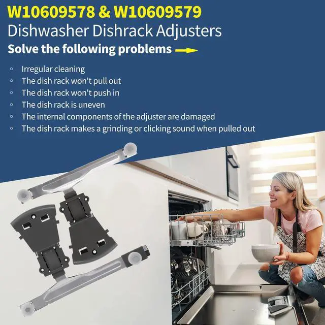 Alt view image 7 of 7 - W10609578 WPW10609579 Dishwasher Rack Adjusters Compatible With Whirlpool Maytag Dishwasher Upper Rack Adjuster Fit for MDB7959SHK0 MDB7959SHZ1 MDB7959SHZ0 MDB7979SHZ1 Right Left Side Parts