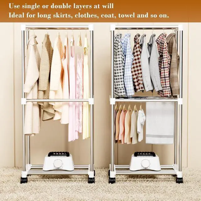 Alt view image 6 of 7 - Clothes Dryer, Portable Drying Machine with Timer, 60inch Laundry Drying Wardrobe with Large Capacity, Electric Dryer/Rack for Home | Appartments (Grey IM5)