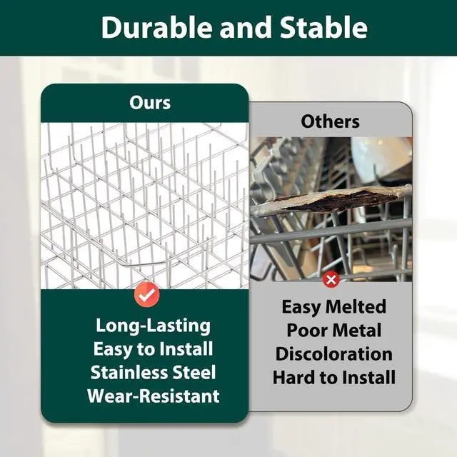Alt view image 6 of 7 - Stainless Steel W10728159 W10525646 Dishwasher Lower Rack Replacement Parts for Maytag Kitchenaid Lower Dish Rack 22D x 20.8W Kenmore Whirlpool W10780925 W10082825 Dishwasher Bottom Basket 1 Pack