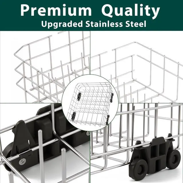 Alt view image 4 of 7 - Stainless Steel W10728159 W10525646 Dishwasher Lower Rack Replacement Parts for Maytag Kitchenaid Lower Dish Rack 22D x 20.8W Kenmore Whirlpool W10780925 W10082825 Dishwasher Bottom Basket 1 Pack