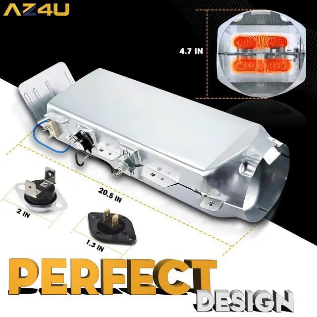 Alt view image 7 of 7 - Dryer Heating Element Assembly Replaces For Samsung DV448AEP/XAA DV448AEP DV42H5200EP/A3 DV48H7400EP/A2 DV5451AEW/XAA DVE45N5300V/A3 DV337AEG/XAA DVE45N5300W/A3 DV42H5000EW/A3 Dryer