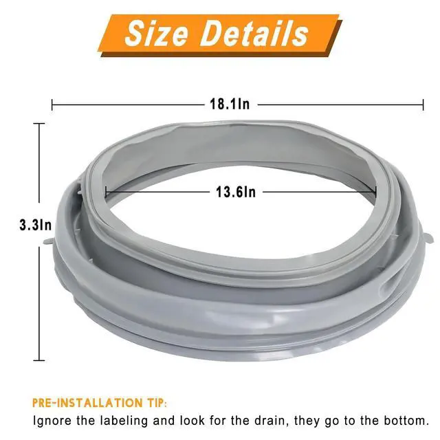 Alt view image 3 of 7 - WPW10381562 WFW9050XW00 WFW9150WW00 Washer Door Seal Bellow Boot Gasket Compatible with Whirlpool WFW9150WW01 WFW9250WW01, Maytag 2000 Series MHWE200XW00, Amana Inglis, Replace W10290499