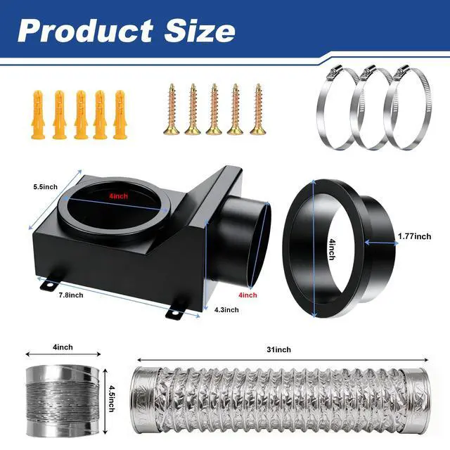 Alt view image 2 of 7 - Magnetic Dryer Vent Connector Kit, 90 Degree Magnetic Dryer Vent Strong Magnet Dryer Vent Adapter Airtight Seal Quick Connect Disconnect Easy to Clean Flexible Hose 4" Exhaust Duct with Clamp Screws
