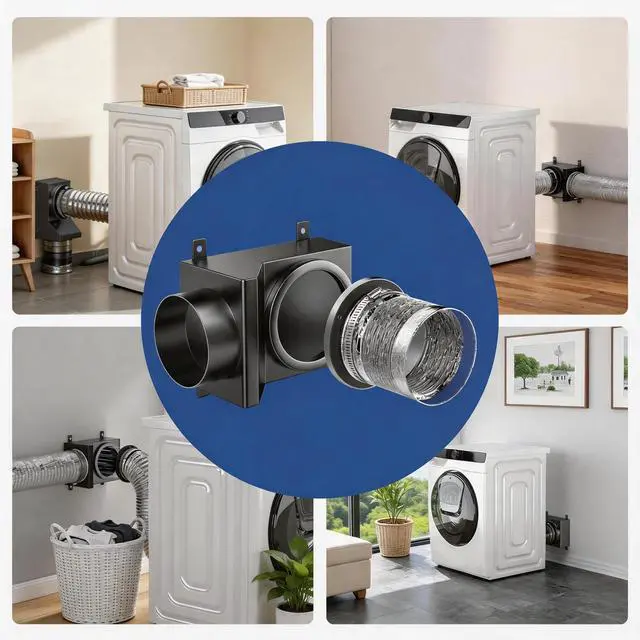 Alt view image 7 of 7 - Magnetic Dryer Vent Connector Kit, 90 Degree Magnetic Dryer Vent Strong Magnet Dryer Vent Adapter Airtight Seal Quick Connect Disconnect Easy to Clean Flexible Hose 4" Exhaust Duct with Clamp Screws