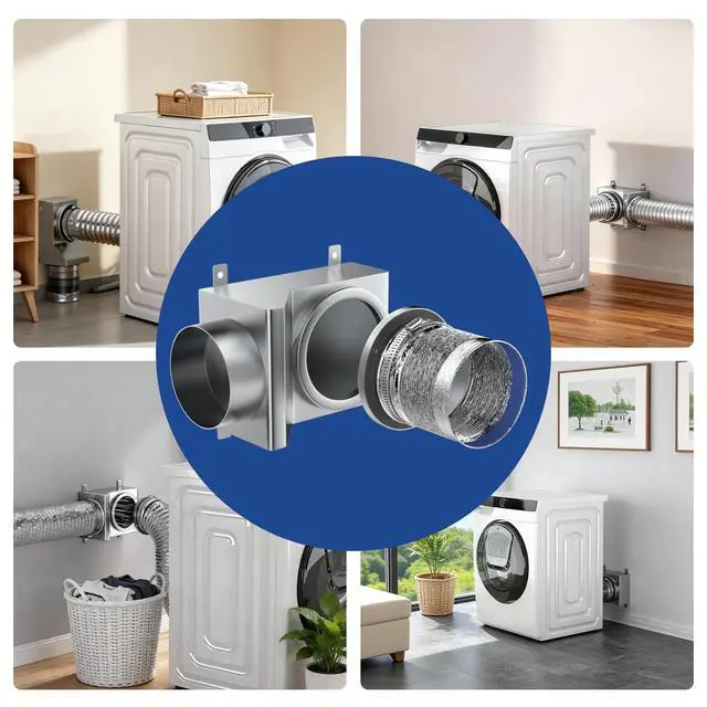 Alt view image 7 of 7 - Magnetic Dryer Vent, 90 Degree Magnetic Dryer Vent Strong Magnet Dryer Vent Connector Kit Airtight Seal Adapter Quick Connect Disconnect Easy to Clean Foil Hose 4" Exhaust Duct with Clamps Screws