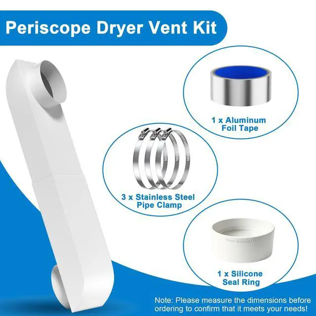 Alt view image 6 of 7 - Periscope Dryer Vent Kit 9.5-14.5" Adjustable Telescoping Duct, Stainless Steel Flat Slim Design for Tight Spaces, Fits Whirlpool & All Standard 4-Inch Dryer Vents