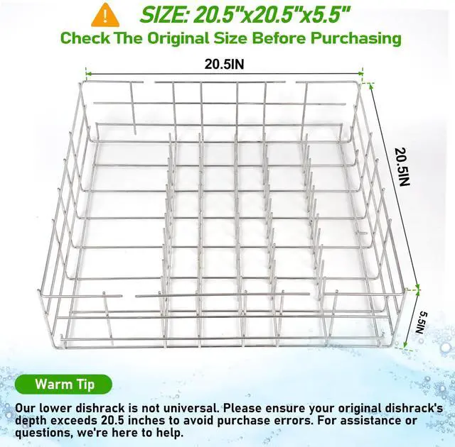 Alt view image 2 of 6 - W10161215 for Whirlpool Dishwasher Racks, The Size of This Product is 20.5" Deep x 20.5" Wide x 6''Height,Measure Carefully Before Buying