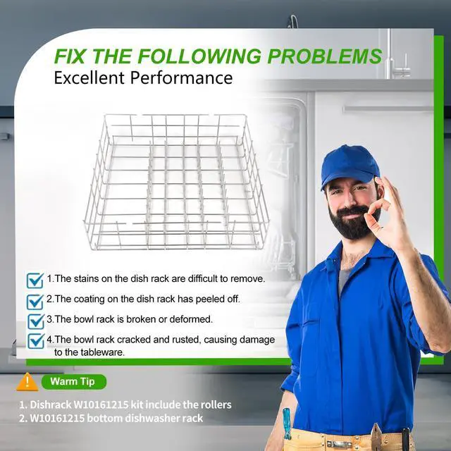 Alt view image 5 of 6 - W10161215 for Whirlpool Dishwasher Racks, The Size of This Product is 20.5" Deep x 20.5" Wide x 6''Height,Measure Carefully Before Buying