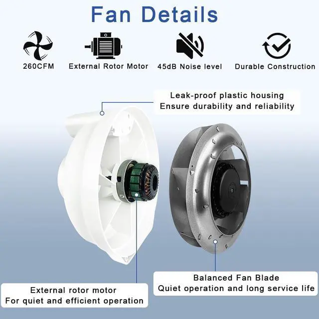 Alt view image 5 of 7 - Dryer Vent Booster Fan with Pressure Switch for Automatic Activation, 4" Inline Exhaust Fan 260CFM High Air Volume, Ultra-Quiet Anti-Clog Design Efficiently Reducing Drying Time
