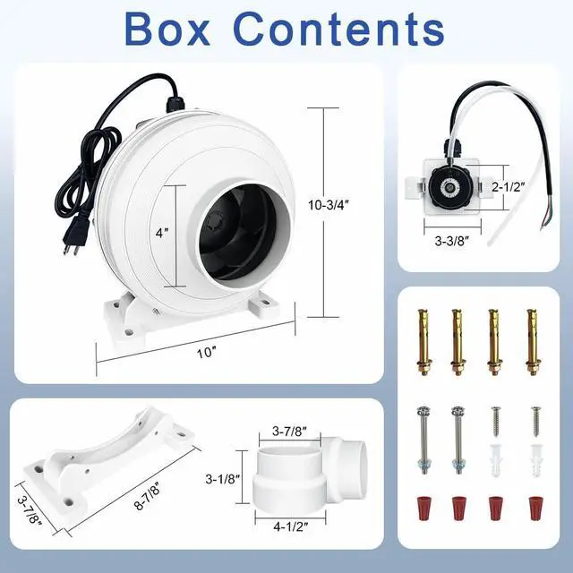 Alt view image 2 of 7 - Dryer Vent Booster Fan with Pressure Switch for Automatic Activation, 4" Inline Exhaust Fan 260CFM High Air Volume, Ultra-Quiet Anti-Clog Design Efficiently Reducing Drying Time