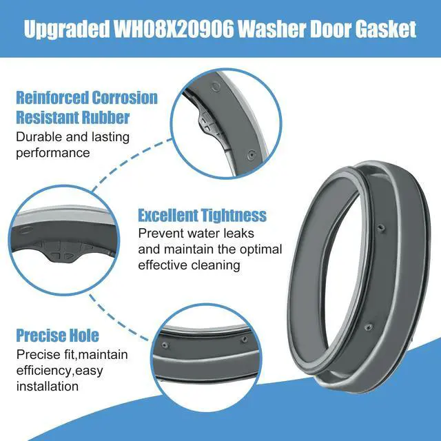 Alt view image 2 of 7 - Upgraded WH08X20906 Washer Door Boot Seal Gasket Compatible with GE Washer Door Seal Gasket Parts Washing Machine Door Boot GFW450SPK0DG, GFW450SSK0WW, GFWS1700H0WW, GFWS1705H0DG Washer Seal Gasket