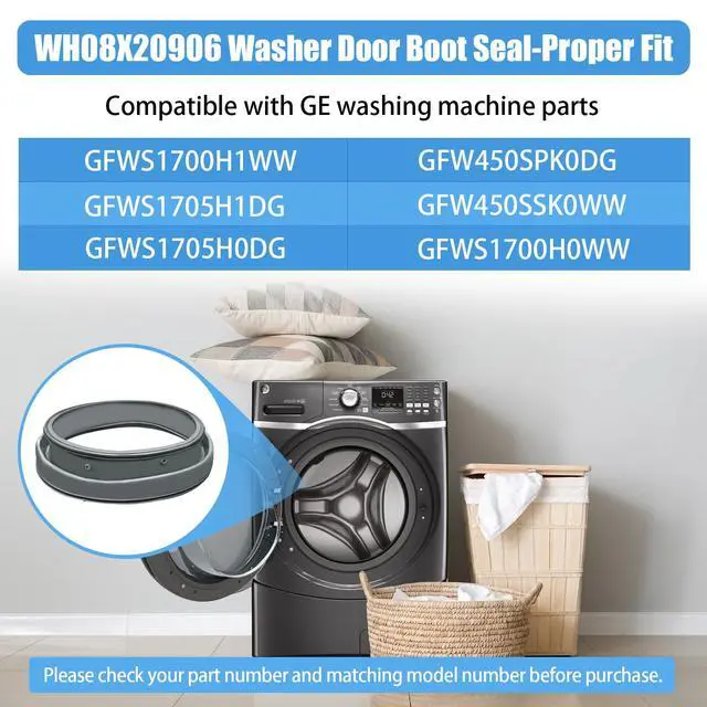 Alt view image 4 of 7 - Upgraded WH08X20906 Washer Door Boot Seal Gasket Compatible with GE Washer Door Seal Gasket Parts Washing Machine Door Boot GFW450SPK0DG, GFW450SSK0WW, GFWS1700H0WW, GFWS1705H0DG Washer Seal Gasket