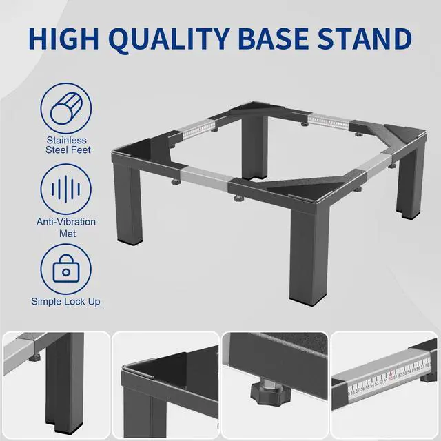 Alt view image 3 of 7 - Heavy-Duty All Steel Laundry Pedestal 16" Height, Full Size Universal Washing Machine Stand, Dryer Stand, Suitable for All Washer and Dryer, Black