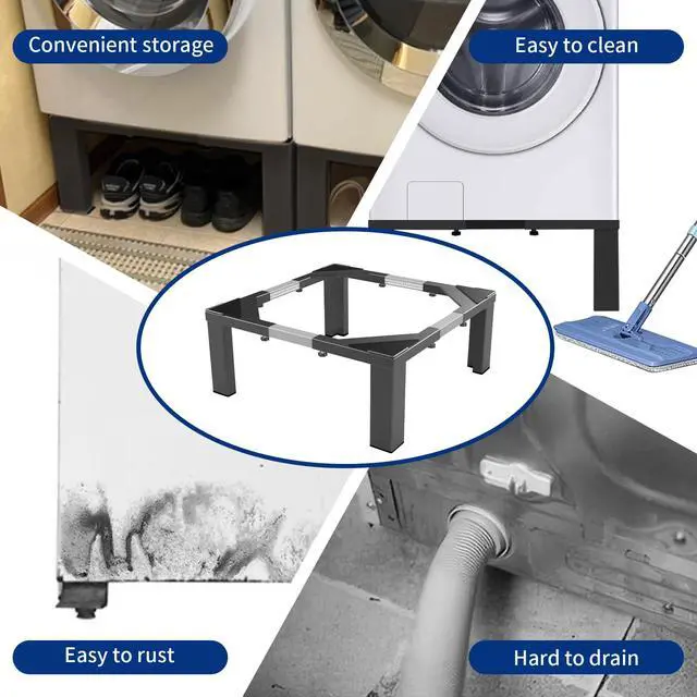 Alt view image 5 of 7 - Heavy-Duty All Steel Laundry Pedestal 16" Height, Full Size Universal Washing Machine Stand, Dryer Stand, Suitable for All Washer and Dryer, Black