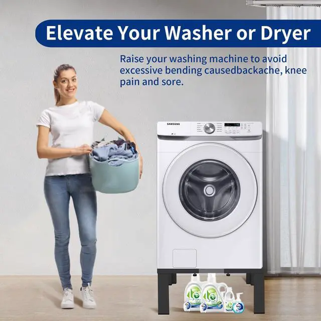 Alt view image 4 of 7 - Heavy-Duty All Steel Laundry Pedestal 16" Height, Full Size Universal Washing Machine Stand, Dryer Stand, Suitable for All Washer and Dryer, Black