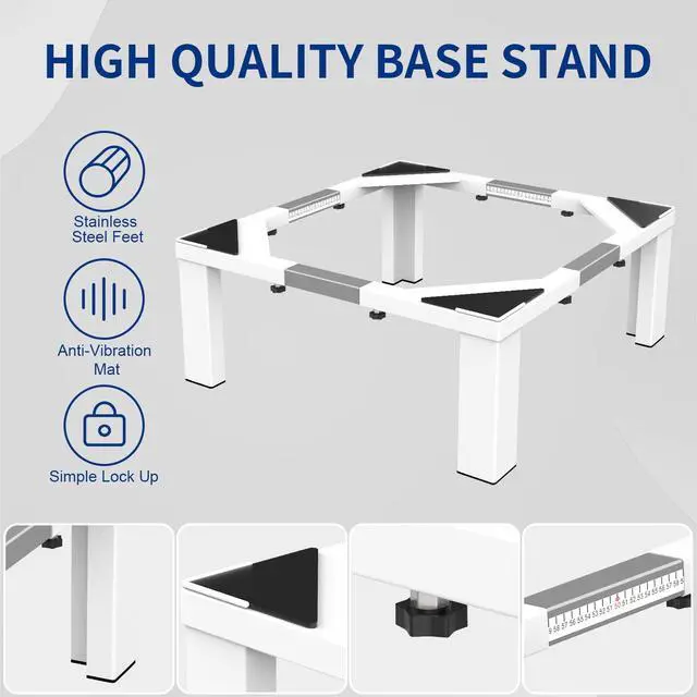 Alt view image 3 of 7 - Heavy-Duty All Steel Laundry Pedestal 16" Height, Full Size Universal Washing Machine Stand, Dryer Stand, Suitable for All Washer and Dryer, White