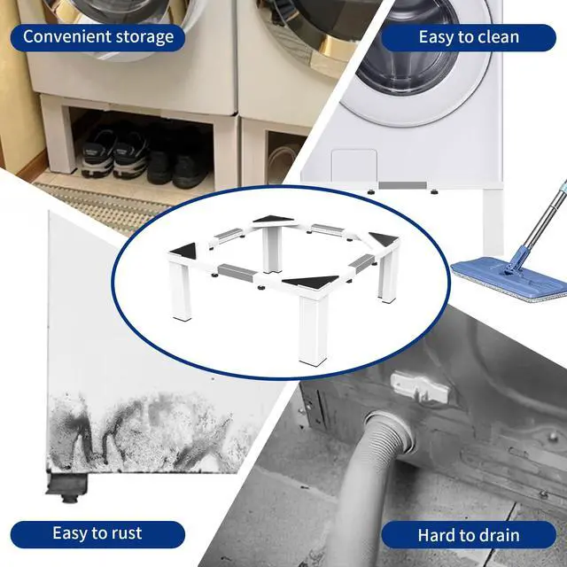 Alt view image 5 of 7 - Heavy-Duty All Steel Laundry Pedestal 16" Height, Full Size Universal Washing Machine Stand, Dryer Stand, Suitable for All Washer and Dryer, White