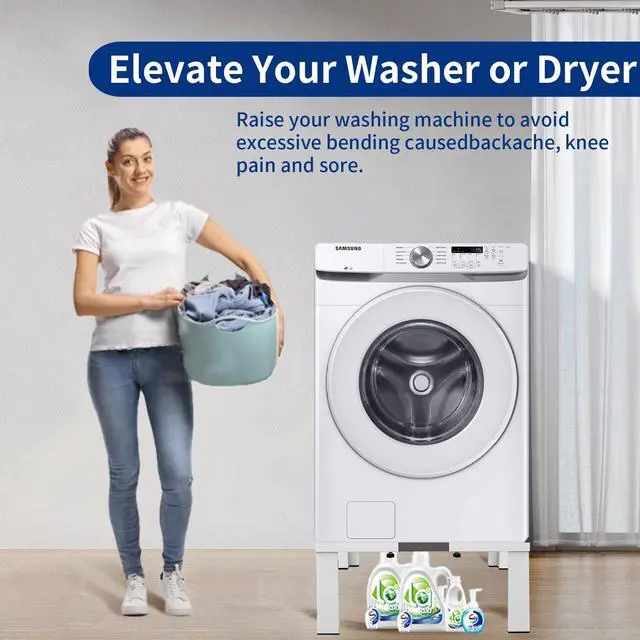 Alt view image 4 of 7 - Heavy-Duty All Steel Laundry Pedestal 16" Height, Full Size Universal Washing Machine Stand, Dryer Stand, Suitable for All Washer and Dryer, White