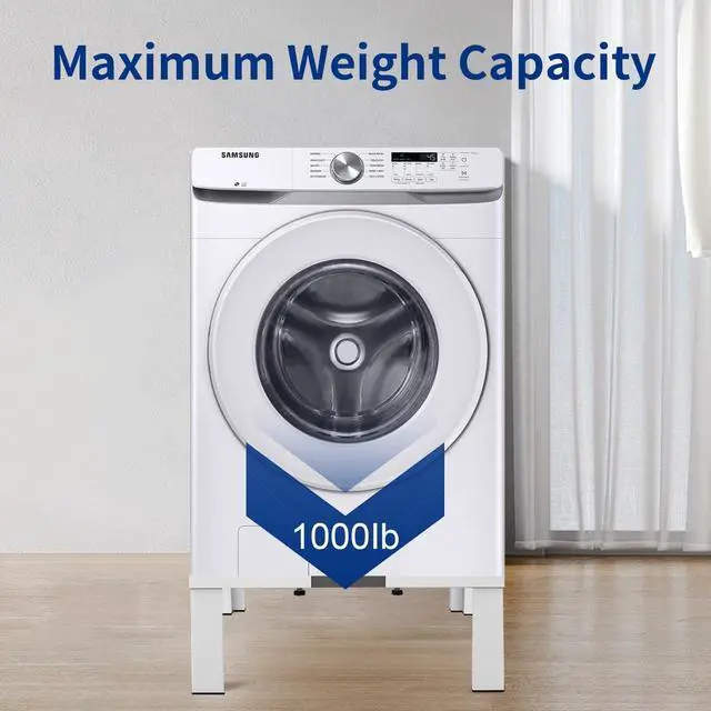Alt view image 6 of 7 - Heavy-Duty All Steel Laundry Pedestal 16" Height, Full Size Universal Washing Machine Stand, Dryer Stand, Suitable for All Washer and Dryer, White