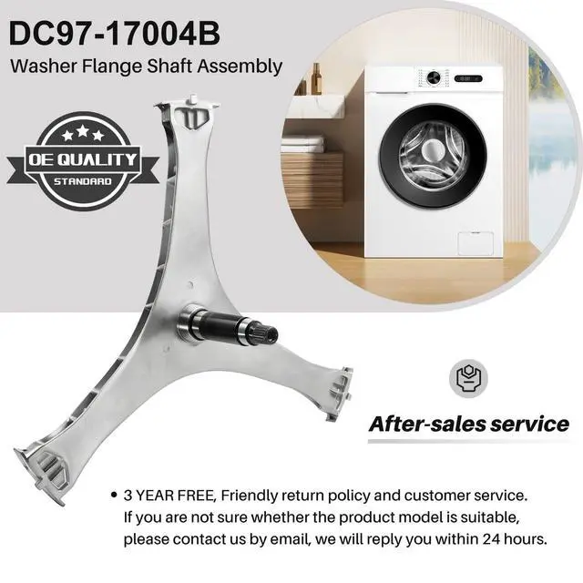 Alt view image 7 of 7 - DC97-17004B Washer Flange Shaft Assembly Compatible with Samsung Washing Machine, with DC60-40137A Spider Hex Bolt (6 Pack) Replace DC97-17004A DC97-17004E AP5800144