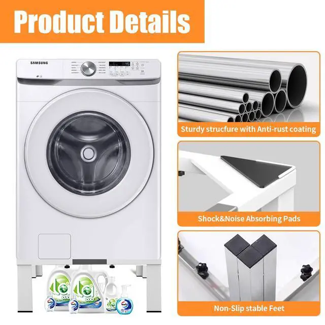 Alt view image 3 of 7 - Heavy-Duty All Steel Universal Laundry Pedestal 16" Height, Full size Washing Machine Stand Adjustable Dryer Stand, Suitable for all Washer and Dryer PedestalWhite