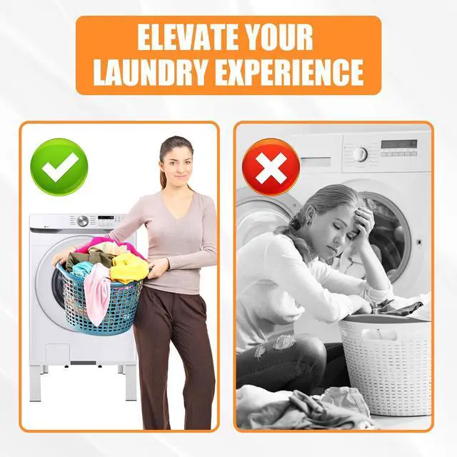 Alt view image 5 of 7 - Heavy-Duty All Steel Universal Laundry Pedestal 16" Height, Full size Washing Machine Stand Adjustable Dryer Stand, Suitable for all Washer and Dryer PedestalWhite