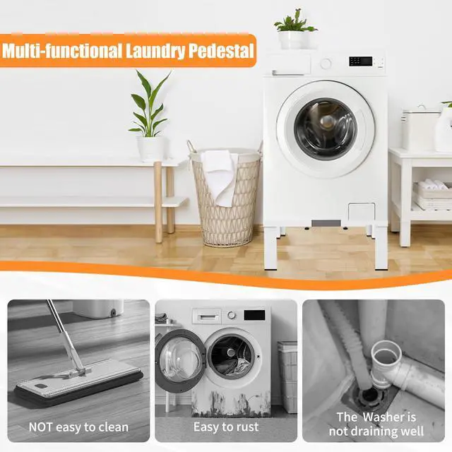 Alt view image 6 of 7 - Heavy-Duty All Steel Universal Laundry Pedestal 16" Height, Full size Washing Machine Stand Adjustable Dryer Stand, Suitable for all Washer and Dryer PedestalWhite
