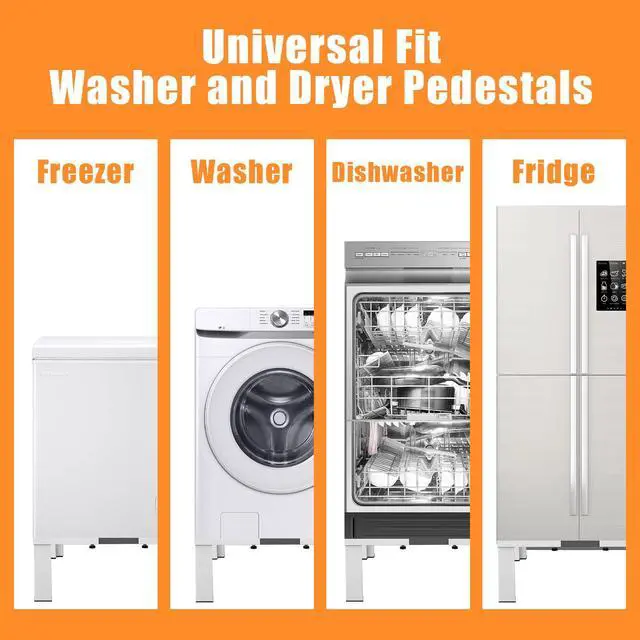 Alt view image 7 of 7 - Heavy-Duty All Steel Universal Laundry Pedestal 16" Height, Full size Washing Machine Stand Adjustable Dryer Stand, Suitable for all Washer and Dryer PedestalWhite