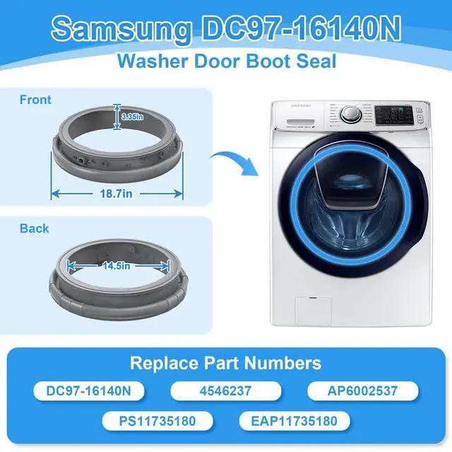Alt view image 2 of 7 - Upgraded DC97-16140N Washer Door Seal Compatible with Samsung Washer Seal Replacement Parts Washer Door Boot WF45K6500AV/A2 WF45K6500AV/A2 WF45K6500AW/A2 WF45K6500AW/A2 Door Seal Gasket