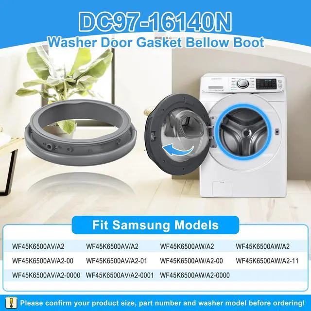 Alt view image 3 of 7 - Upgraded DC97-16140N Washer Door Seal Compatible with Samsung Washer Seal Replacement Parts Washer Door Boot WF45K6500AV/A2 WF45K6500AV/A2 WF45K6500AW/A2 WF45K6500AW/A2 Door Seal Gasket