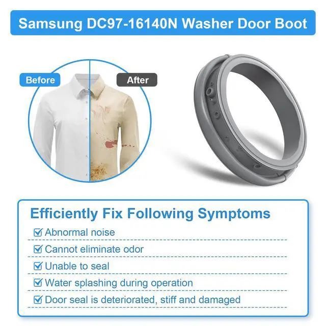 Alt view image 6 of 7 - Upgraded DC97-16140N Washer Door Seal Compatible with Samsung Washer Seal Replacement Parts Washer Door Boot WF45K6500AV/A2 WF45K6500AV/A2 WF45K6500AW/A2 WF45K6500AW/A2 Door Seal Gasket