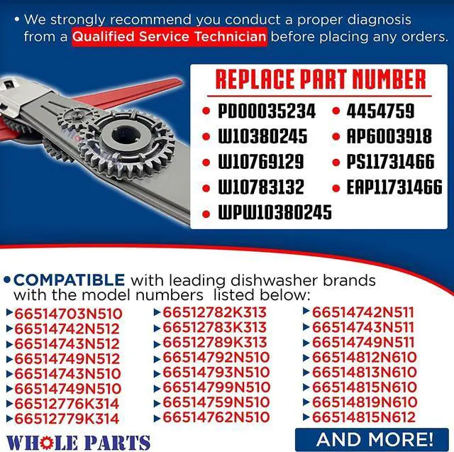Alt view image 2 of 7 - Upgraded Dishwasher Lower Spray Arm Assembly Part # W10859935 - Replacement & Compatible With Some Kenmore and Whirlpool Dishwashers